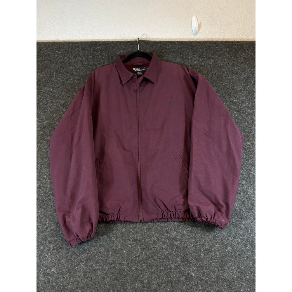Polo Ralph Lauren Mens XL Harrington Jacket Plum Cotton Full Zip Mesh PRL Preppy